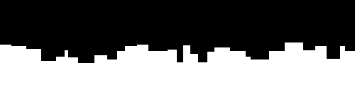 A black shape with straight lines along the top/left/right-hand sides, and a jagged bottom edge that's made up of tall rectangles.